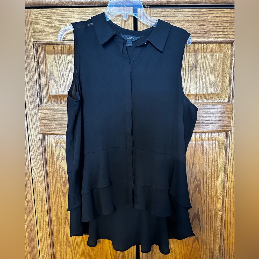 Vera Wang Black Hi-Low Blouse